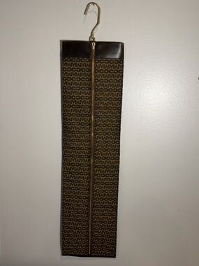 RARE Vtg Mark Cross France Brwn Canvas Leather Logo Tie Valet Hanging Travel Bag